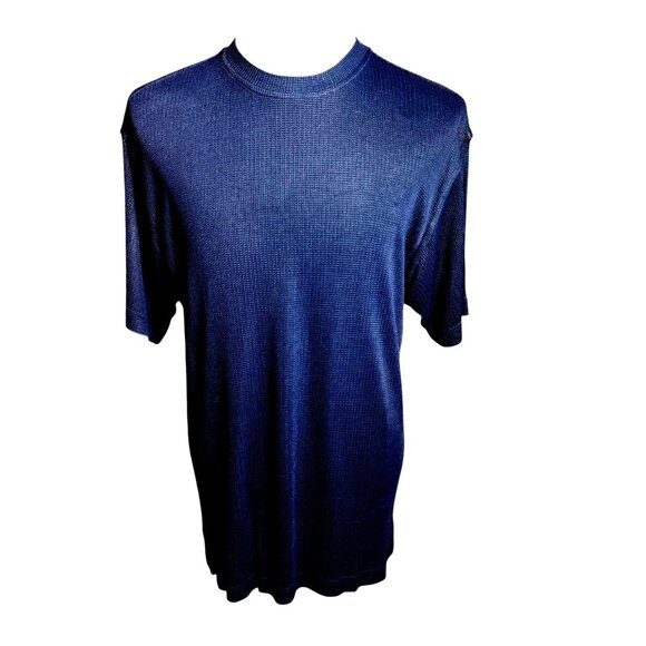 Mem's Paolo Valenzi Italy  T-Shirt size XXL Navy Blue Woven fabric light weight - Picture 9 of 11